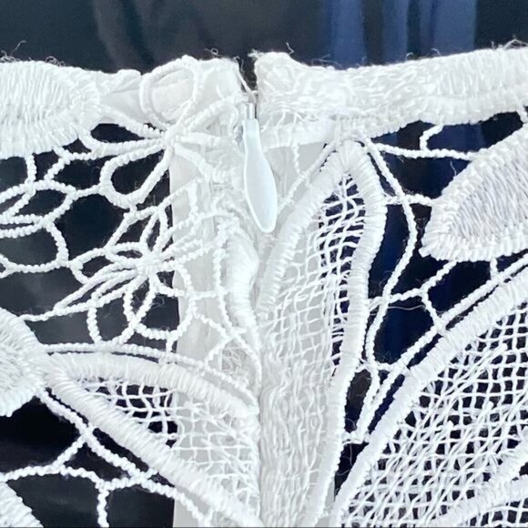 Shoshanna Mini Dress 2 Holland White Gaipure Lace Cottage Fairy Wedding - Picture 8 of 12